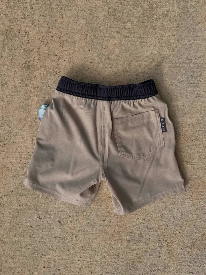 Youth Athletic Short - Khaki - Palm Tree Liner