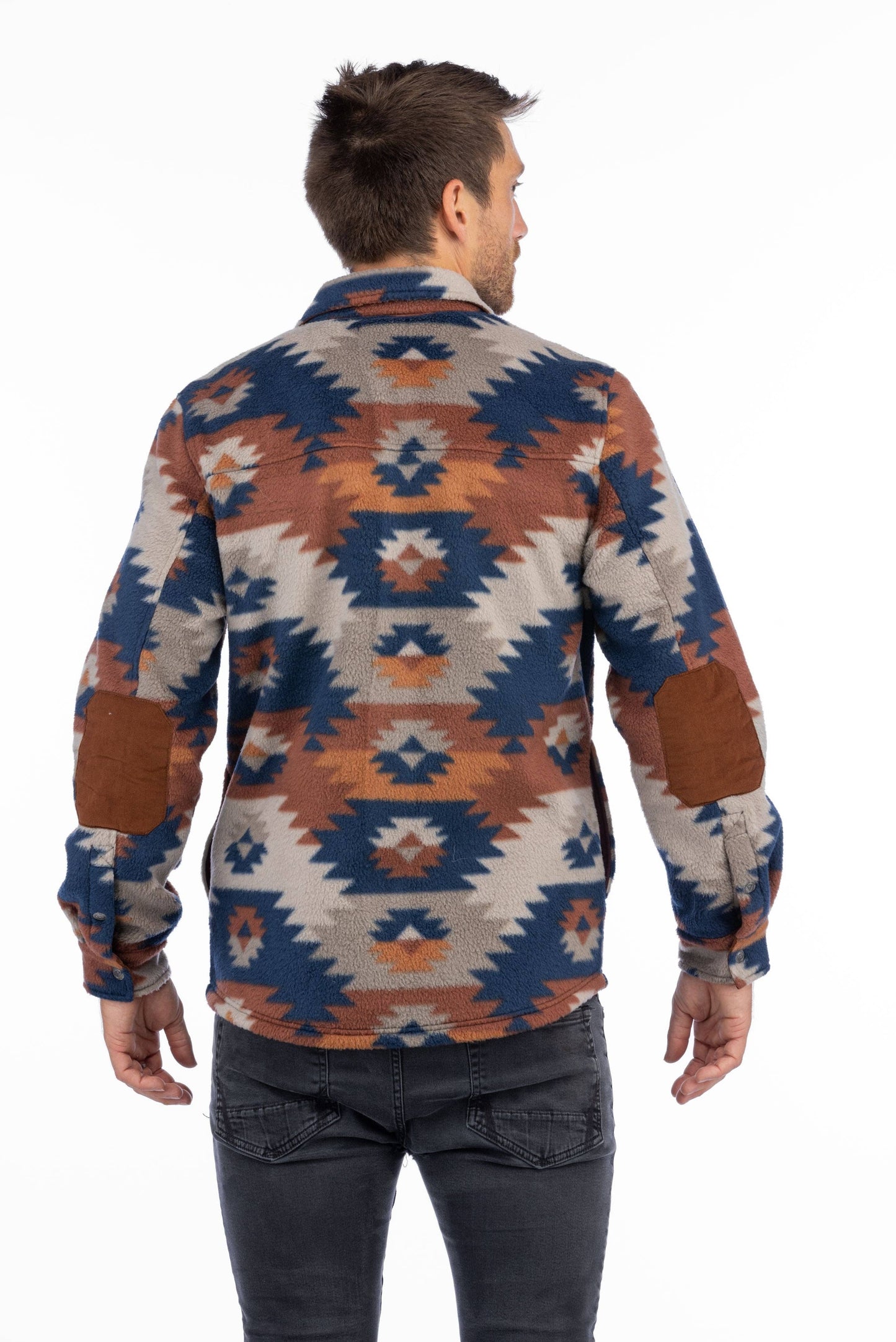 Men's Bear Pebbled Fleece Shirt Jacket in Print
