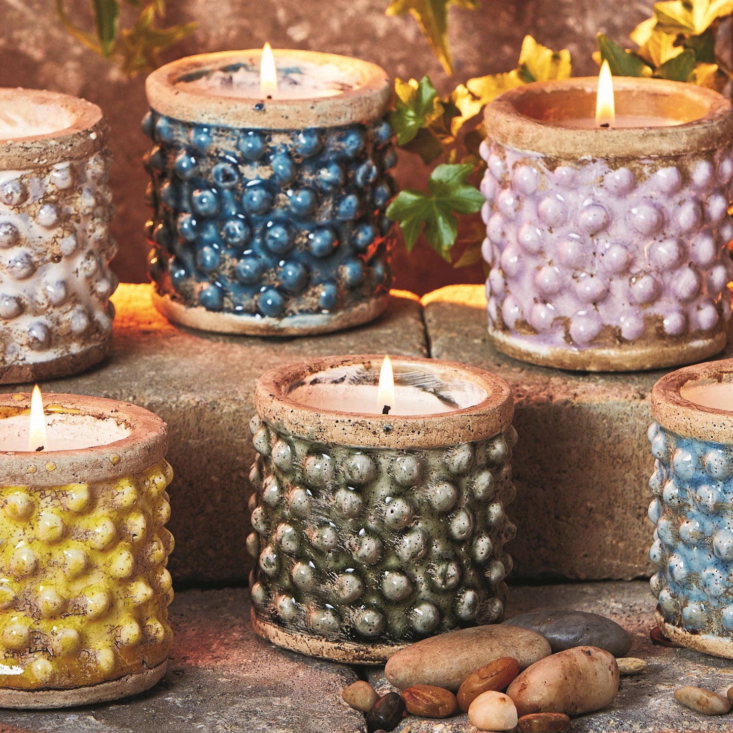 Hobnail Citronella Candle Yellow