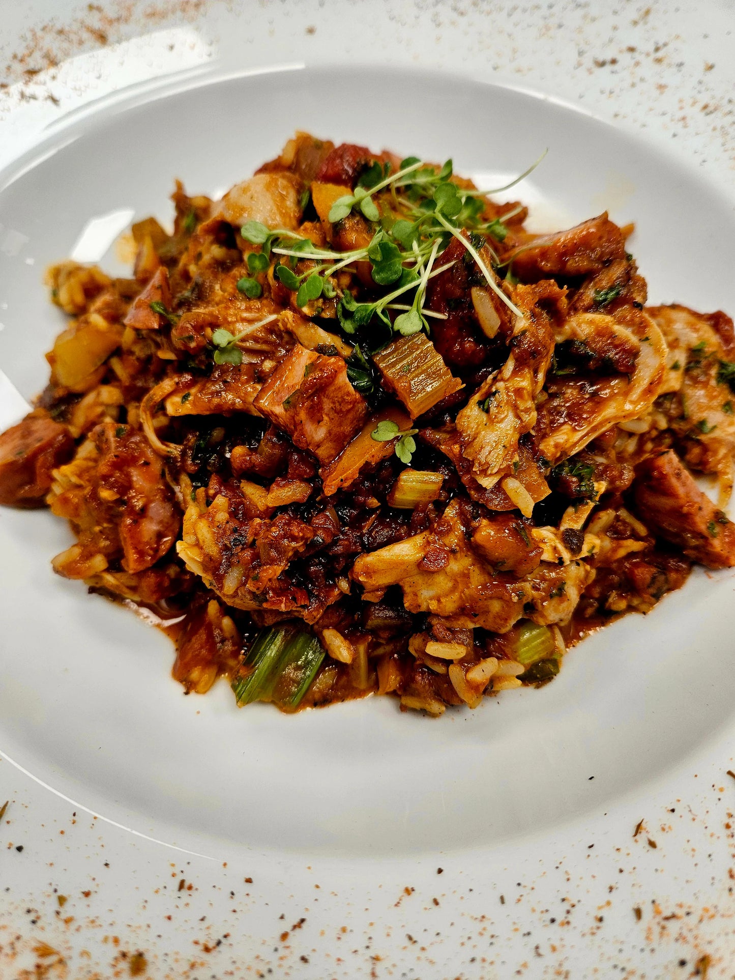 Chicken,Bacon,Sausage Jambalya 32oz.