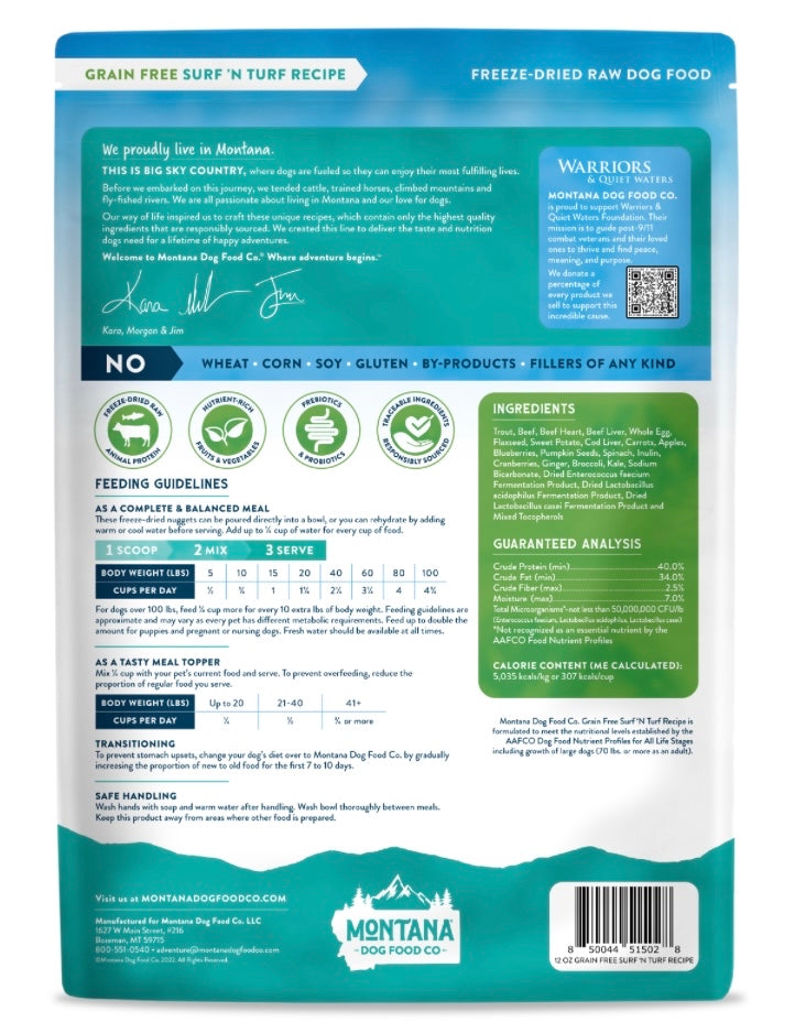 Montana Freeze Dried Raw Dog Food 12oz