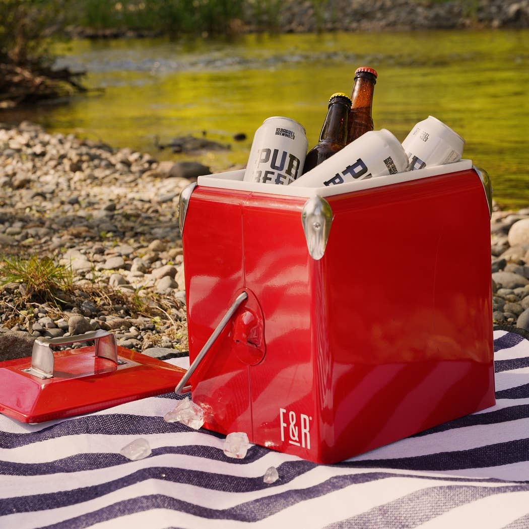 Red Vintage Metal Cooler by Foster & Rye