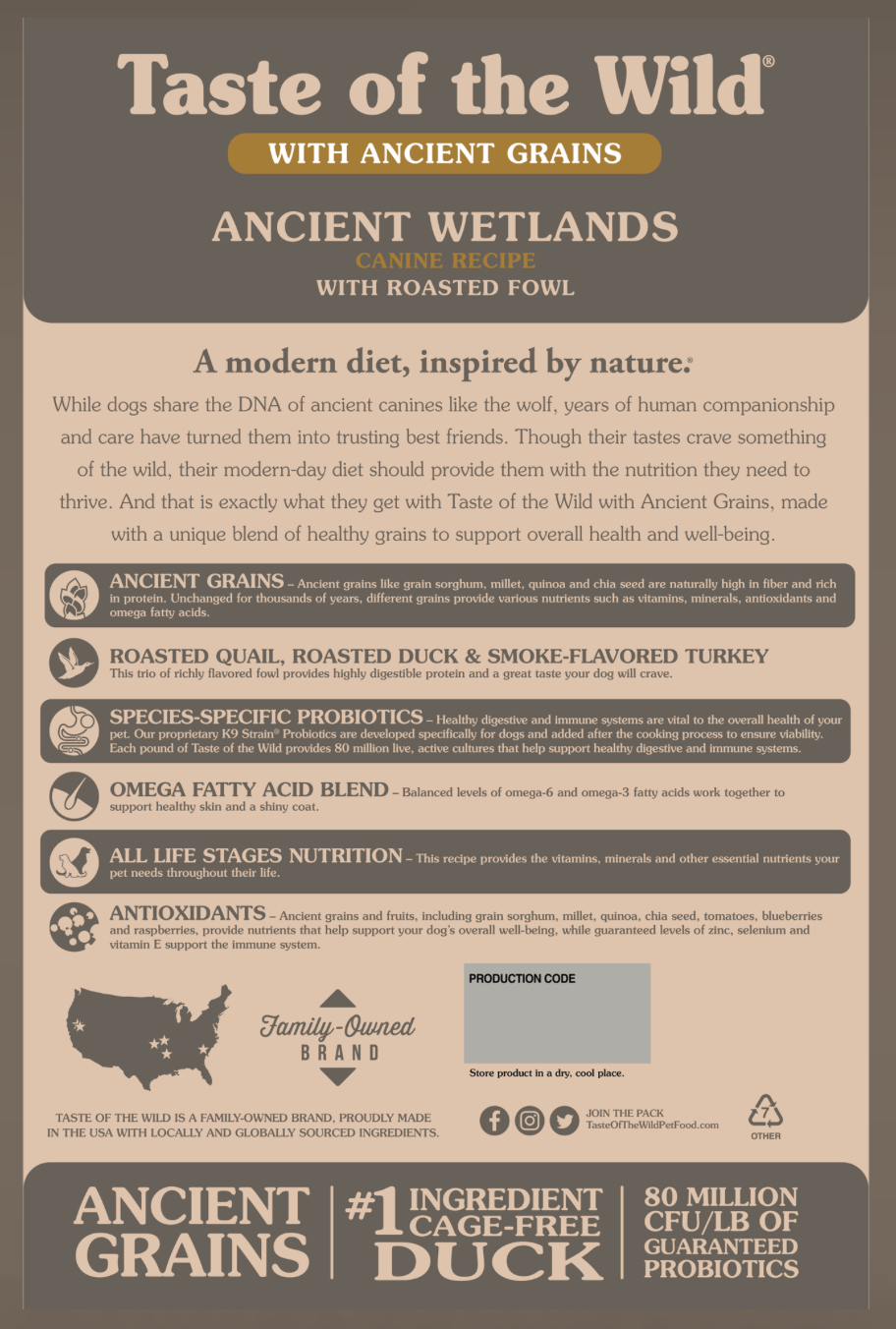 Taste of the Wild Ancient Wetlands Canine Recipe Dog Food 28lbs