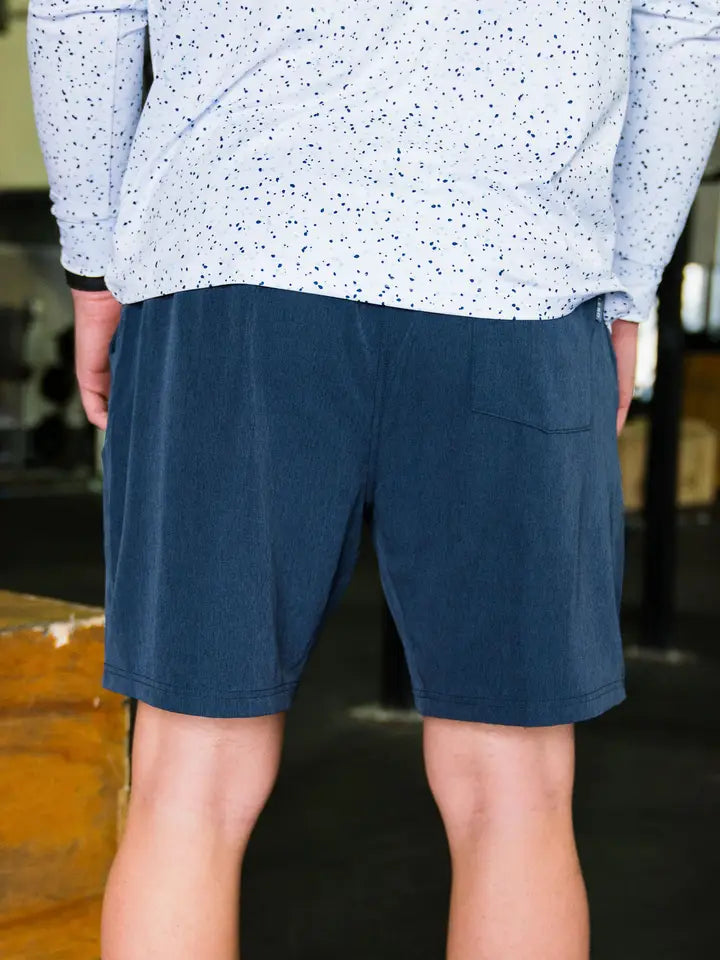 Athletic Short - Heather Navy - American Flag Liner