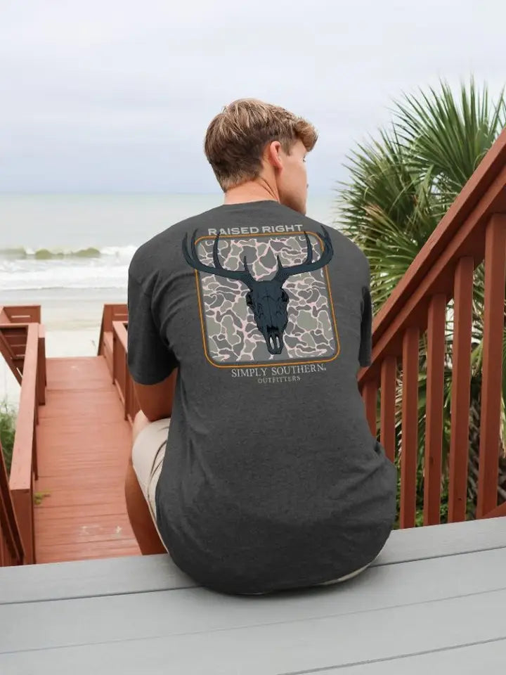 Simply Southern Men Deer-Graphite Heather Tee