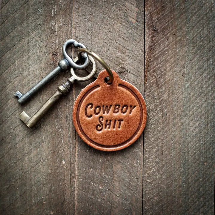 Sugarhouse Leather Cowboy Shit Leather Keychain Circle