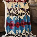 Southwest Aztec Blue River Plush Fur Sherpa Borrego Fleece T4