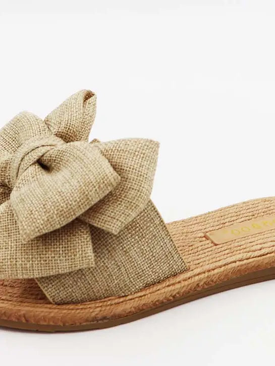 Bamboo ATHENA-24 Women Braided Sole Bow Tie Slipon Sandals