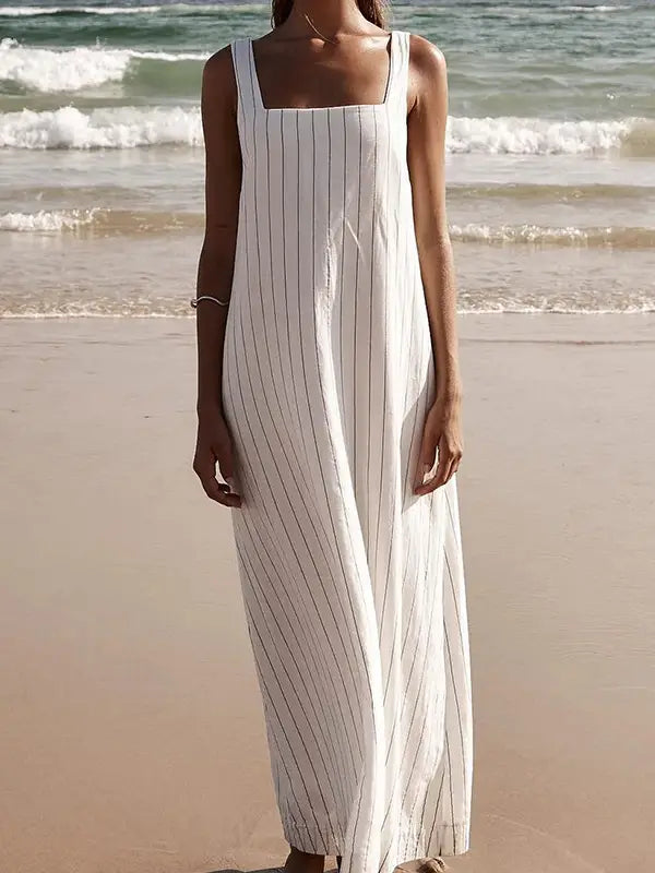 Beachside Chic: White Tank Top Maxi Dress with Black Stripes New Waverly Feed, Farm & Firearms Beachside Chic: White Tank Top Maxi Dress with Black Stripes New Waverly Feed, Farm & Firearms