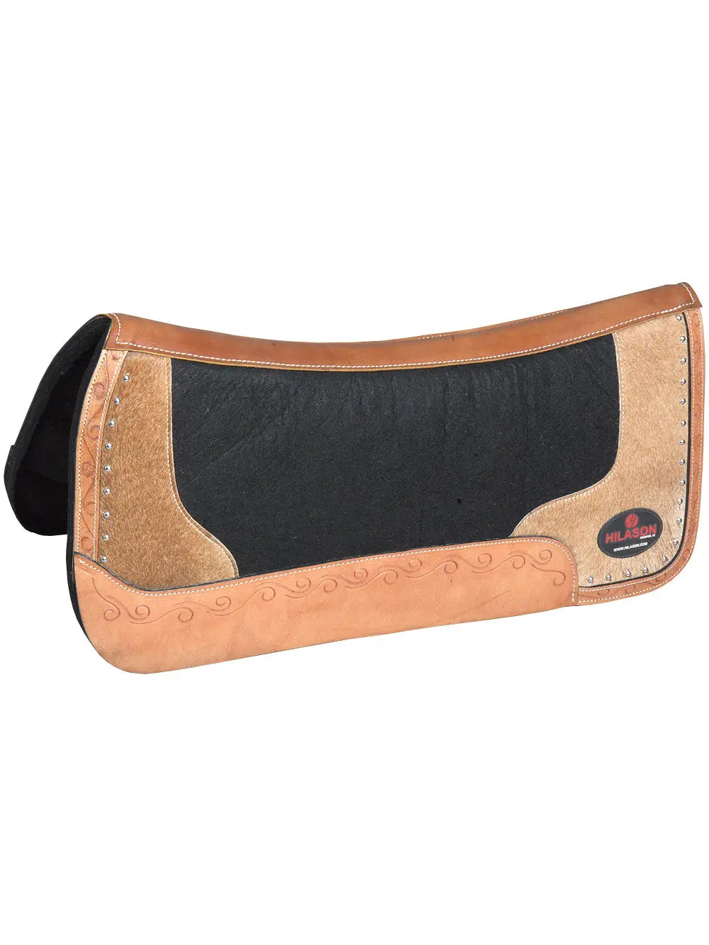 Western Wool Felt Horse Saddle Pad w/ Leather Along Boder