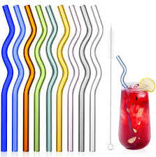 Reusable Wavy Glass Straws