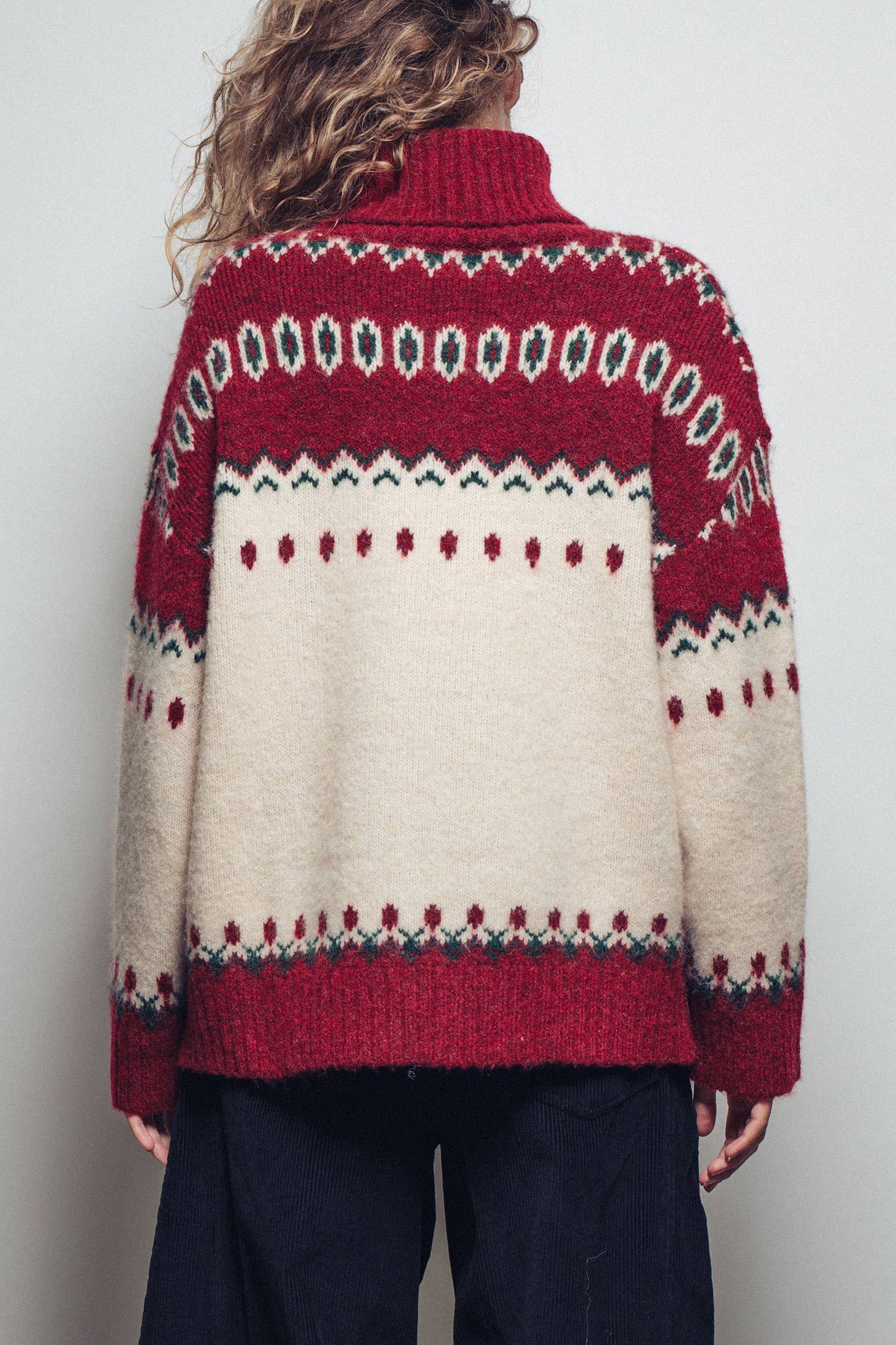 Fair Isle Turtleneck Holiday Knit Sweater