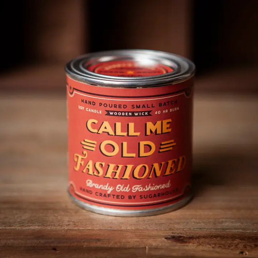 Sugarhouse Leather Call Me Old Fashioned Soy Candle with Wooden Wick