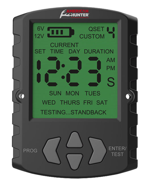 American Hunter AHUTM Universal Digital Timer 6/12 Volt, 1-30 Seconds Feed Rate, 2 Quick/16 Custom Settings