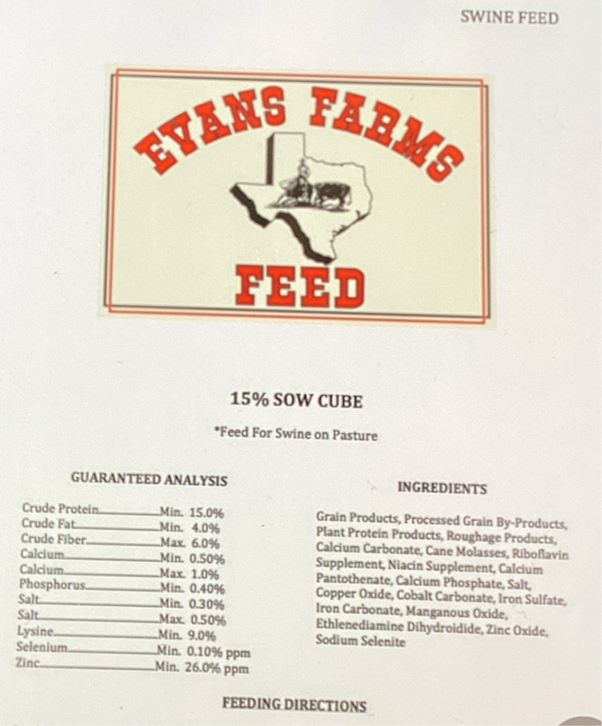 Evans Sow Cube 50lbs