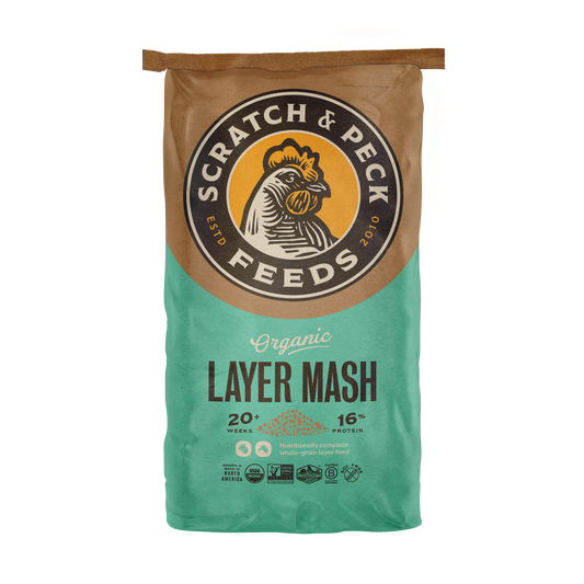 Scratch & Peck Organic Chicken & Duck Layer Mash 40lbs.