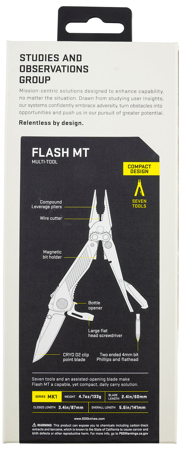 S.O.G Flash MT Black/Silver Cryo D2 5.60" Long Plain Blade