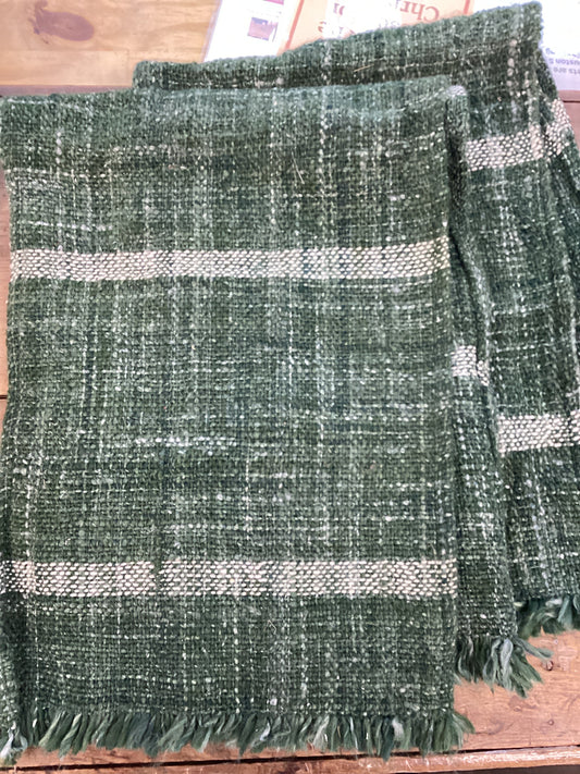 72”L x 14”W Woven Poly/Wool Blend Table Runner w Stripes