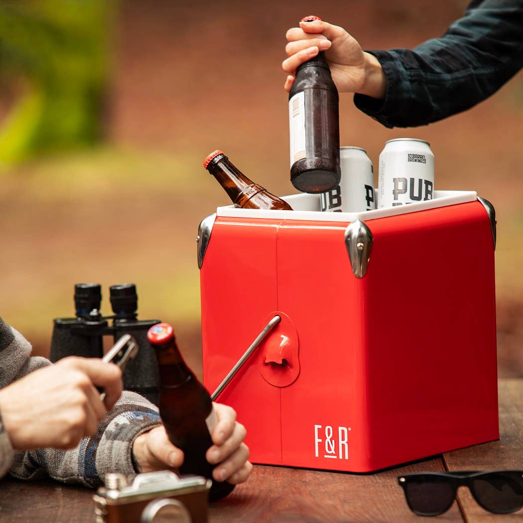 Red Vintage Metal Cooler by Foster & Rye