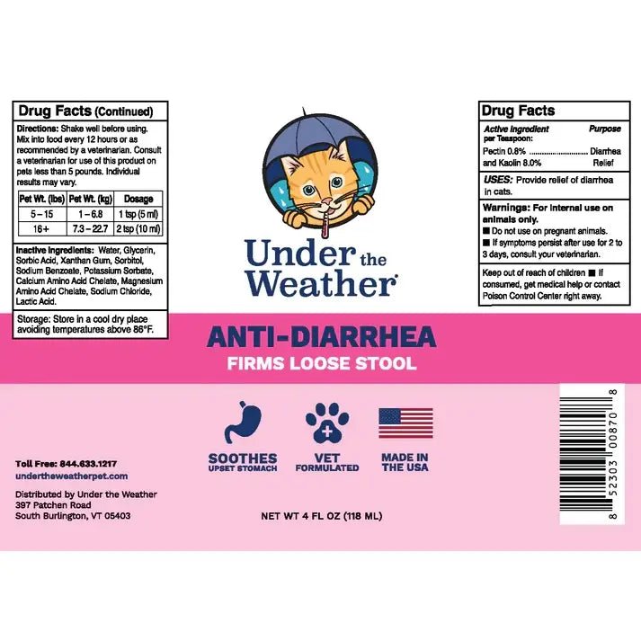 Under the Weather Anti-Diarrhea Liquid For Cats 4oz