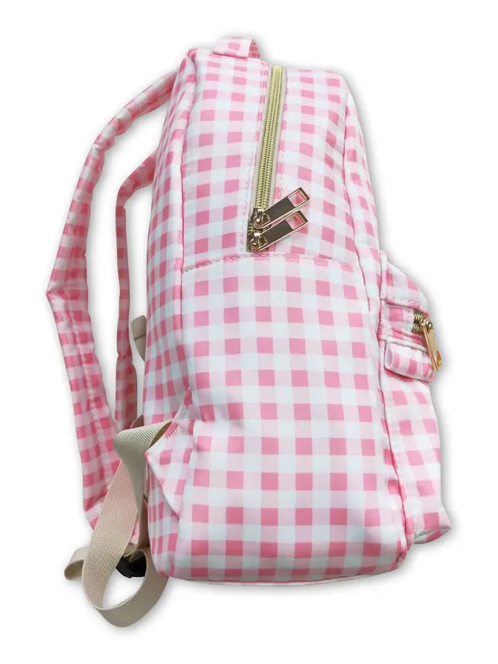 Pink Plaid Kids Girls Back To School Backpack