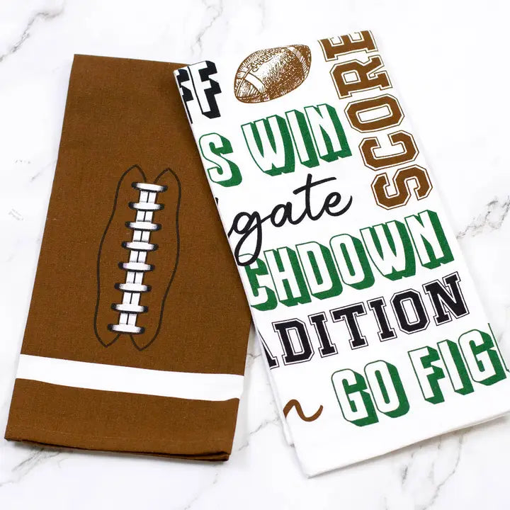 Football Pride Hand Towels White/Black/Brown/Green 20x28 Set of 2