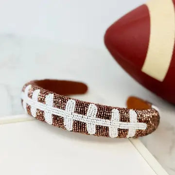 All Over Seed Bead Football Headband