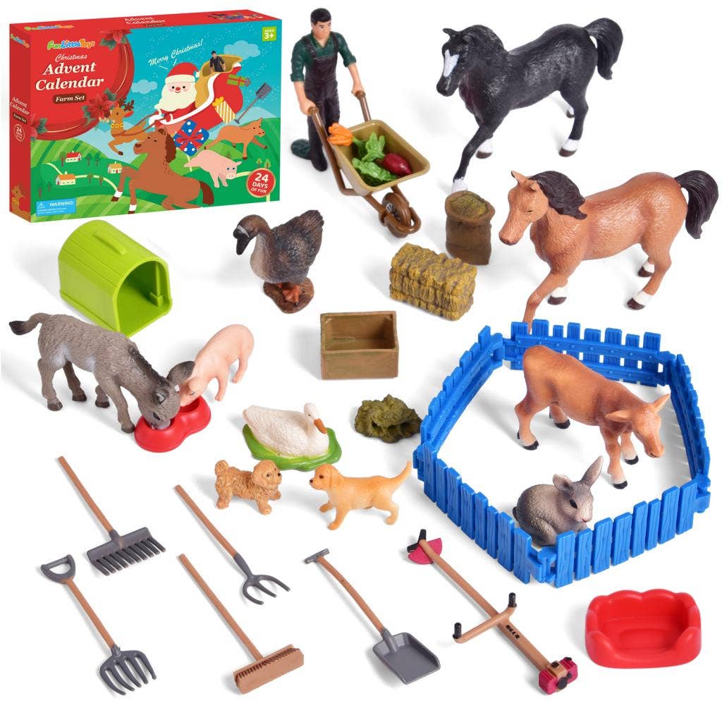 30 Pcs Advent Calendar Christmas Realistic Farm Toys
