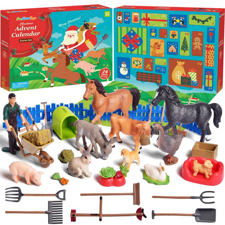30 Pcs Advent Calendar Christmas Realistic Farm Toys