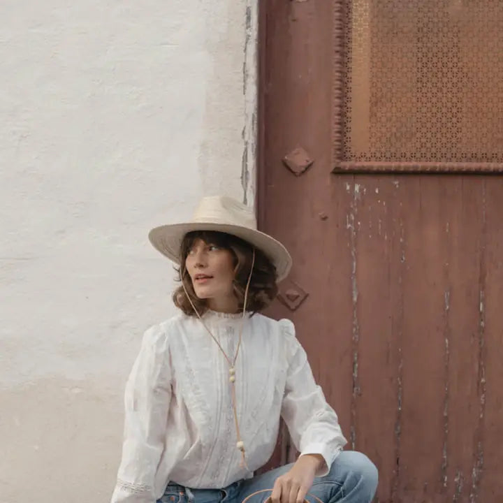 La Playa Straw Fedora with Chin Cord