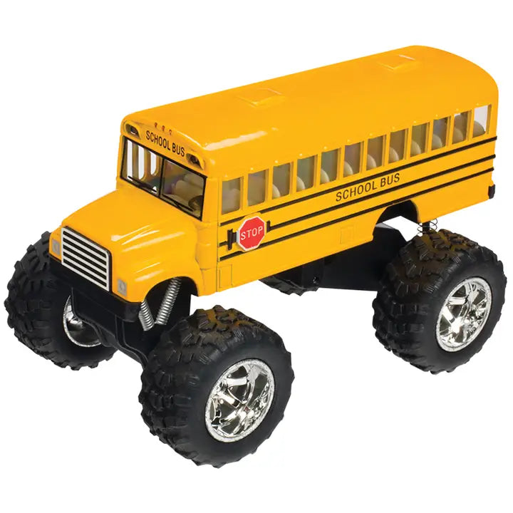 Monster School Bus, Pull Back Action, Die-Cast