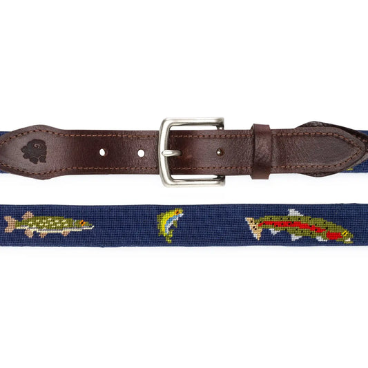 Gone Fishing Needlepoint Belt