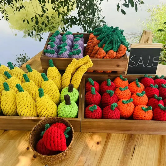 Handmade Fruit and Vegetable Rope Toys, Macrame Pet Toys