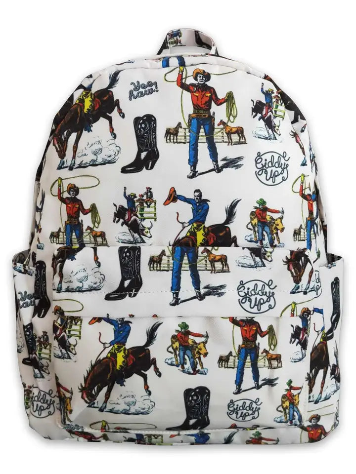 Boots Horse Rodeo Western Kids Backpack