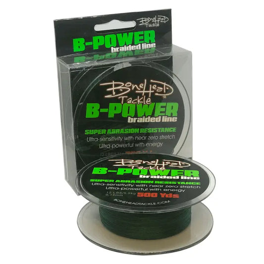 Bonehead Braided Fishing Line 4X 12lb - Green, 500