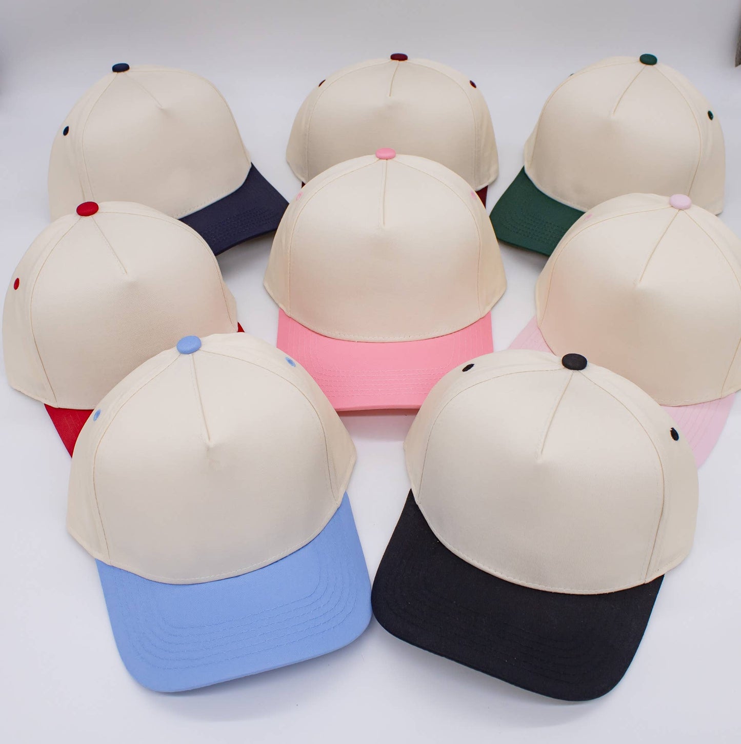 Canvas Blank Trucker Hat Two-Tone Snapback 5 Panel Cream Tan