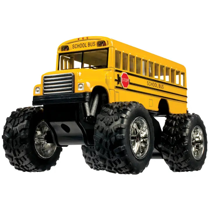 Monster School Bus, Pull Back Action, Die-Cast