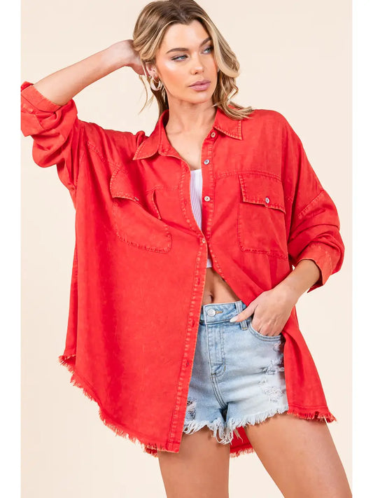 Mineral Washed Oversized Tencel Top