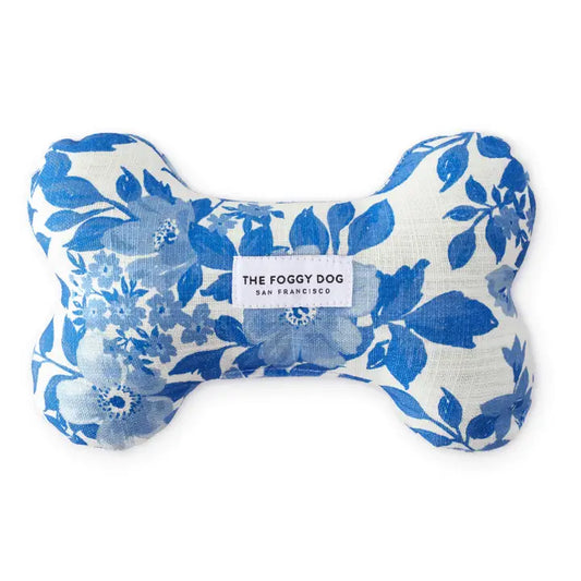 Blue Roses Spring Dog Bone Squeaky Toy