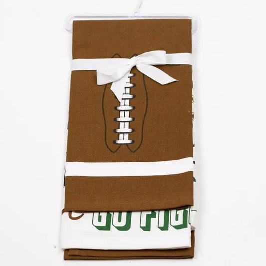 Football Pride Hand Towels White/Black/Brown/Green 20x28 Set of 2