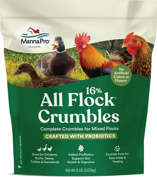 Manna Pro Poultry Feed: 16% All Flock Crumbles with ProBiotics