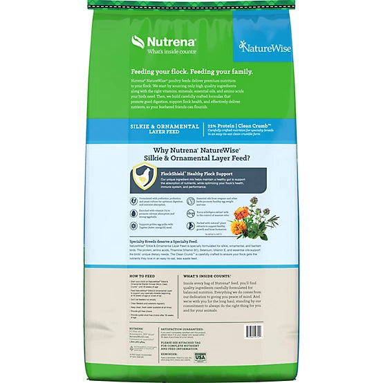 NatureWise 22% Protein Silkie & Ornamental Layer Poultry Feed 30lbs