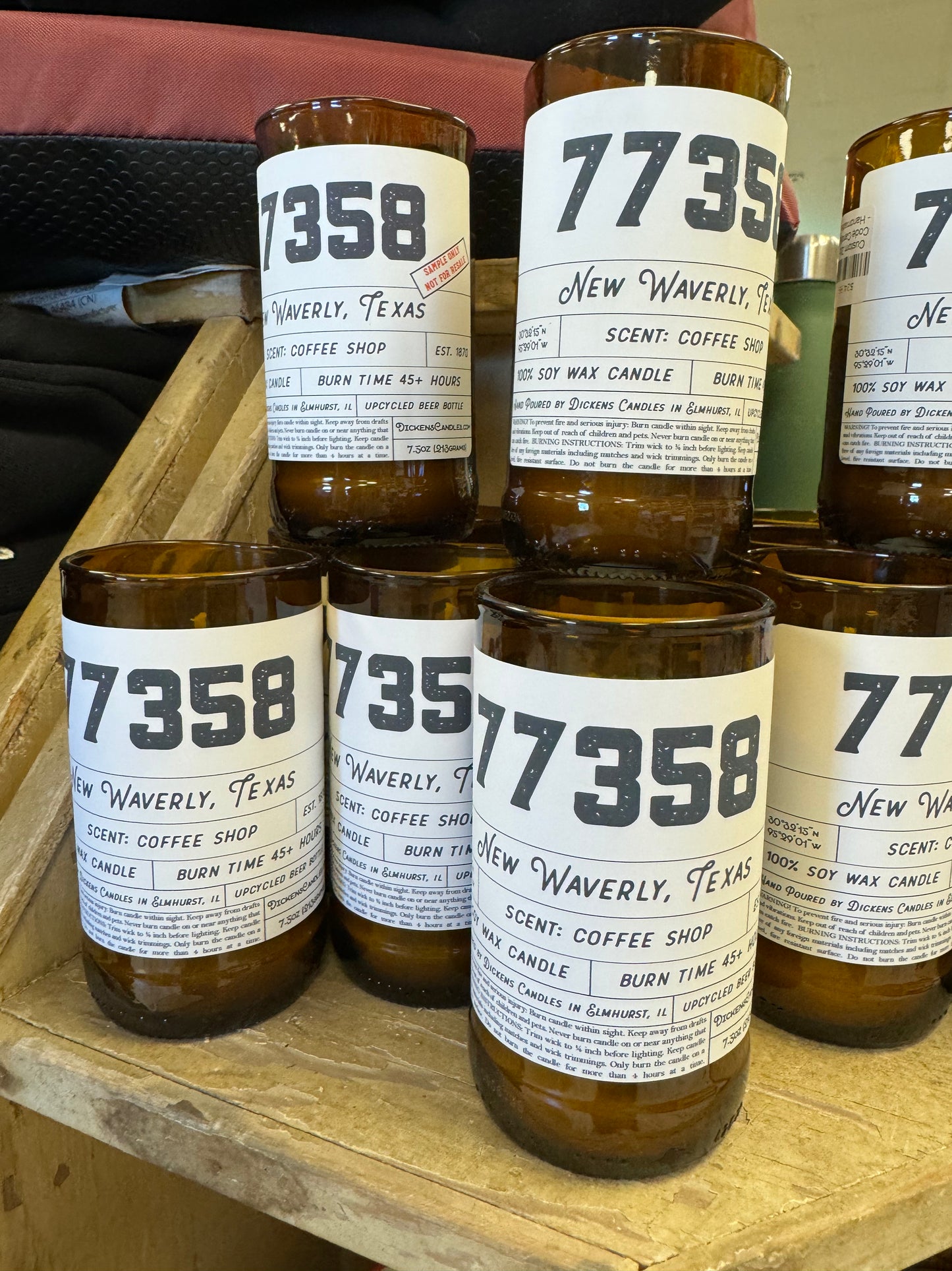 New Waverly 77358 Zip Code Candle - Handmade From Upcycled Bottle