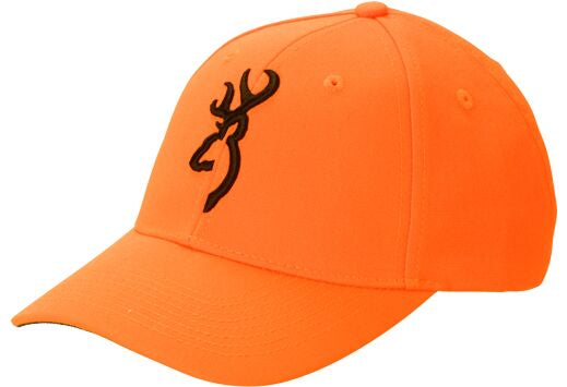 BROWNING CAP SAFETY ORANGE W/ 3-D BUCK MARK LOGO ADJUSTABLE