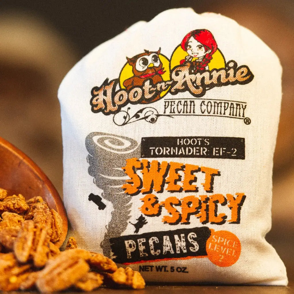 Sweet-N-Spicy Candied Pecans | Hoot's Tornader: EF-2 | 5 oz.