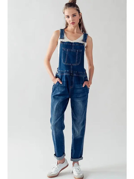 Jenny Denim Criss Cross Overall Jumpsuit