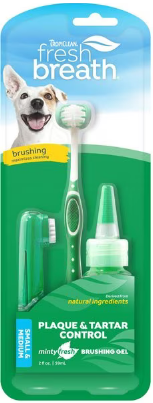 TropiClean Fresh Breath Oral Care Small/Medium Dog Toothbrush Kit