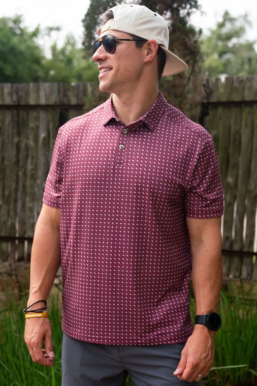 BURLEBO-Performance Polo - Texas Maroon