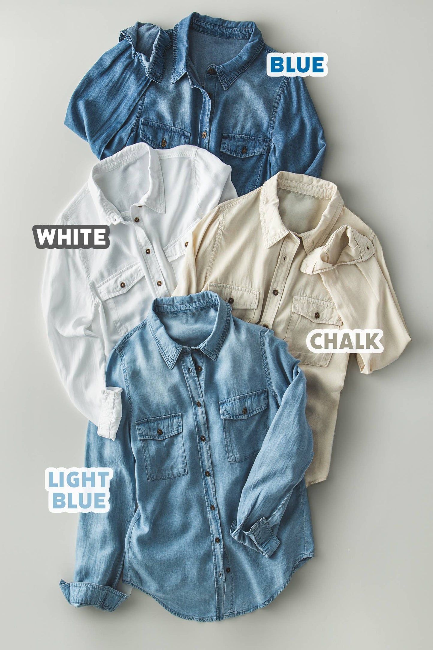 Classic Tencel Utility Casual Button Down Chambray Shirt