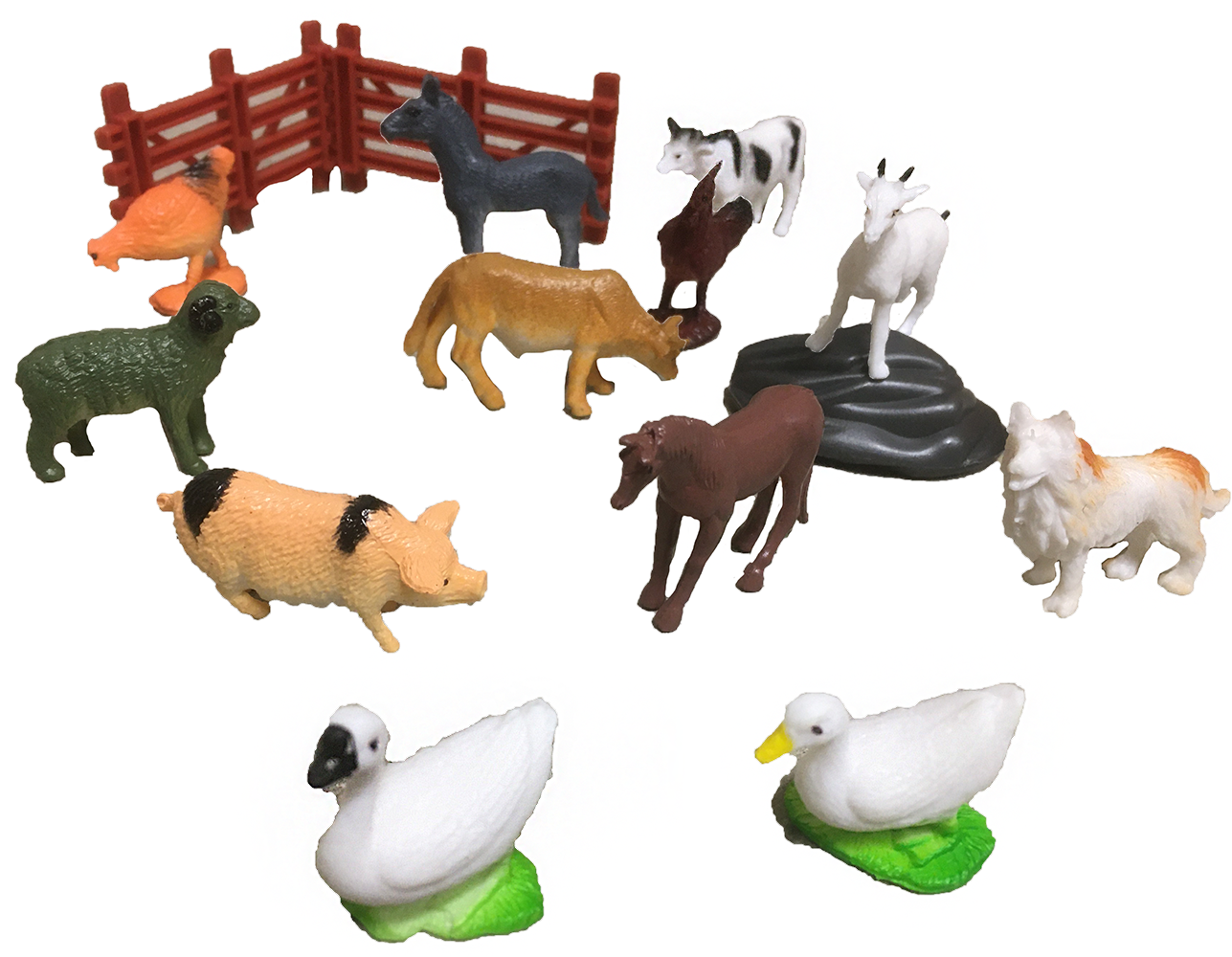 Farm Animals 2" Figurines Tube, Display Set of 12 Tubes